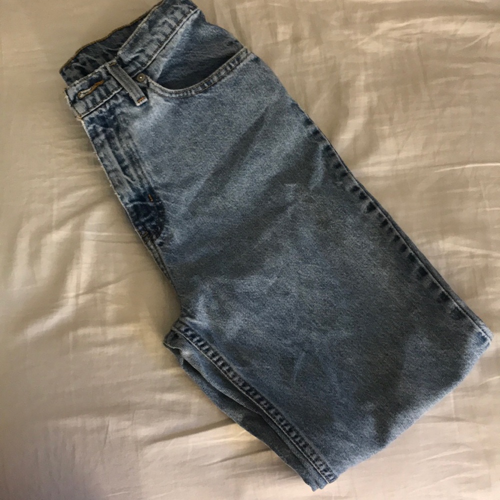 High waisted straight leg jeans